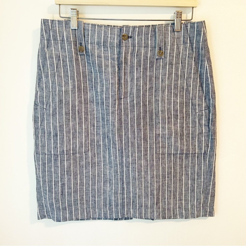 J. Crew Blue & White Striped Pencil Skirt - Picture 2 of 12